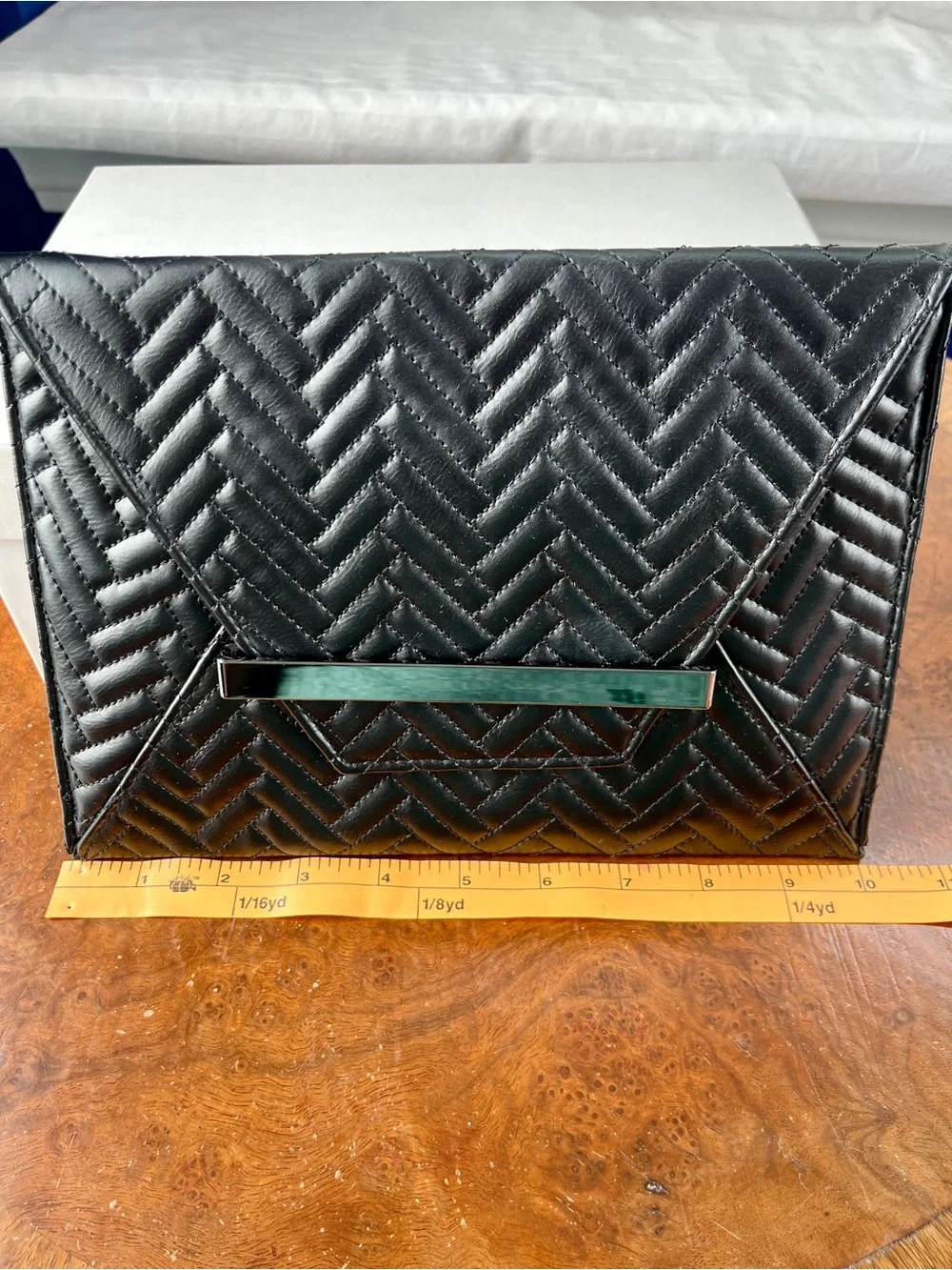 Mossimo Quilted Envelope Clutch with Detachable Chain Strap - Black & Gunmetal